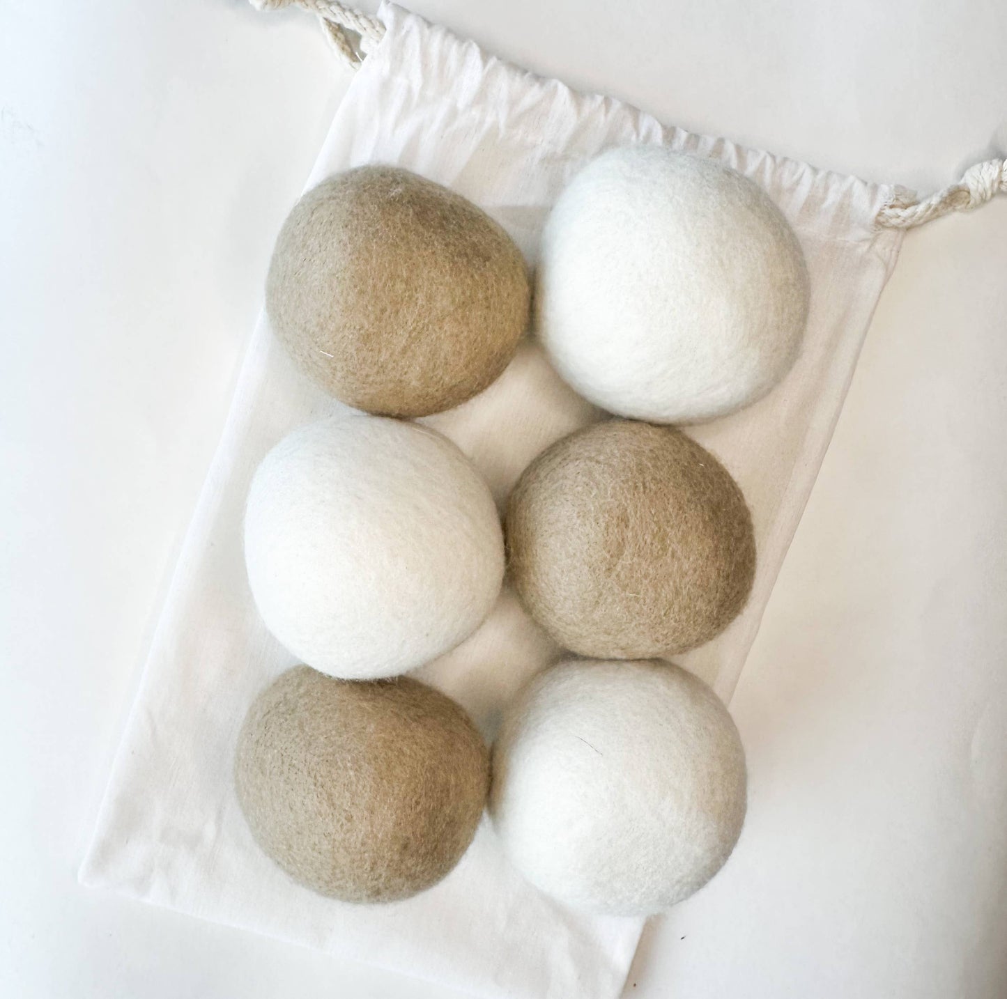 Natural Organic Handmade Wool Dryer Balls - Set of 6