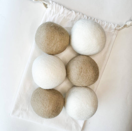 Natural Organic Handmade Wool Dryer Balls - Set of 6