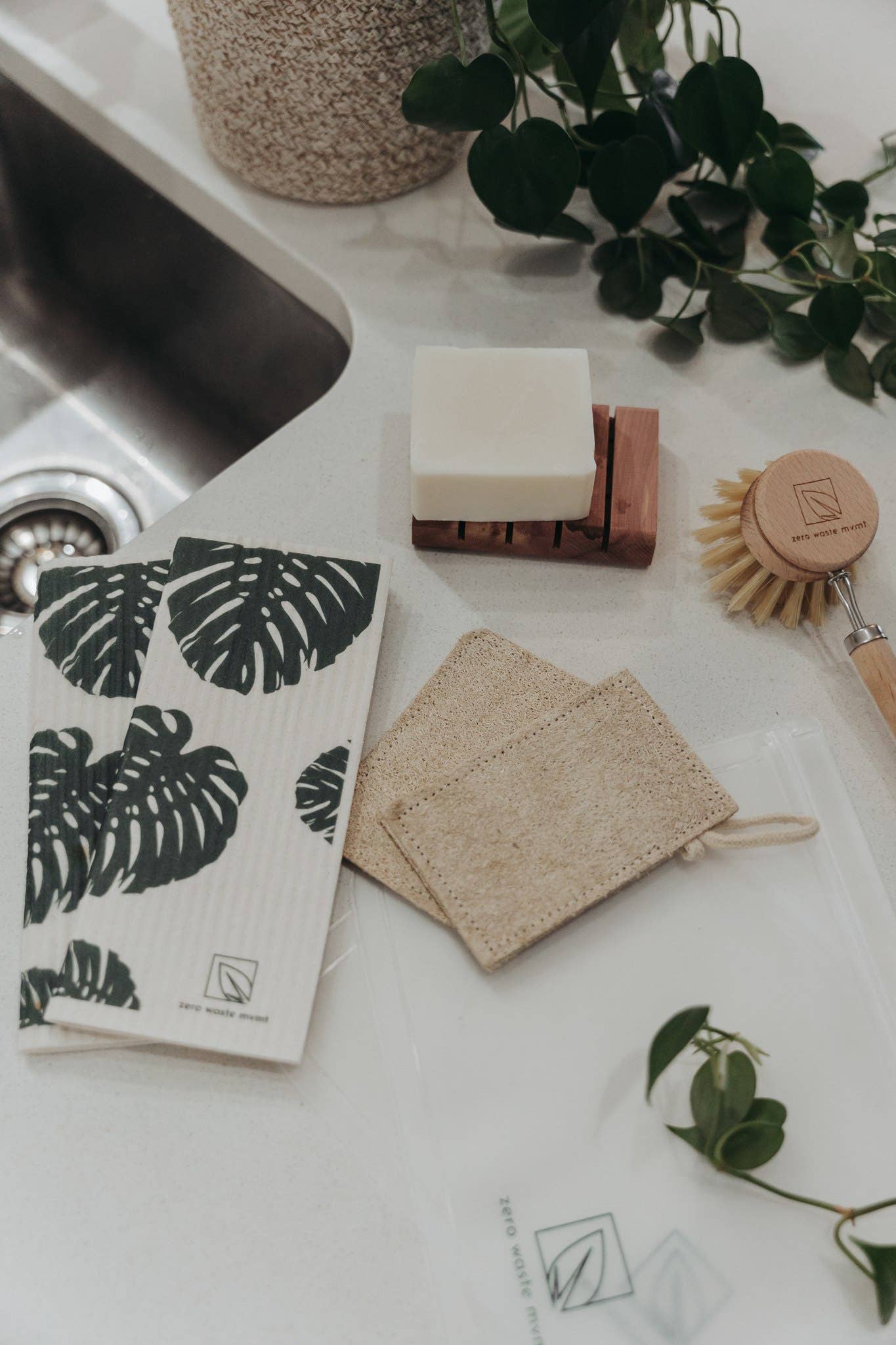 2 Pack Eco Dish Cloth | Swedish Dishcloth | Monstera Print