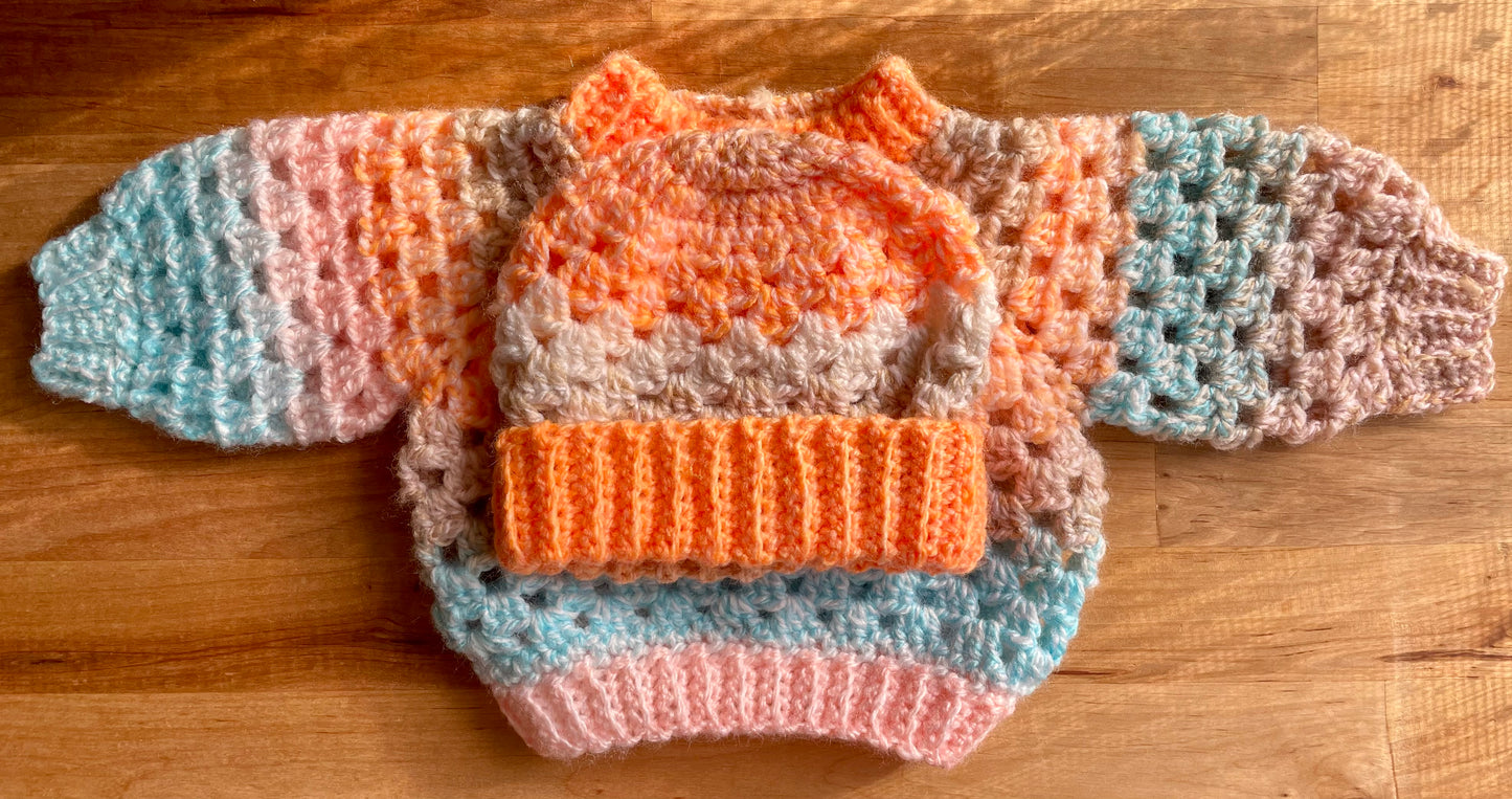 Crochet Baby Pullover & Hat