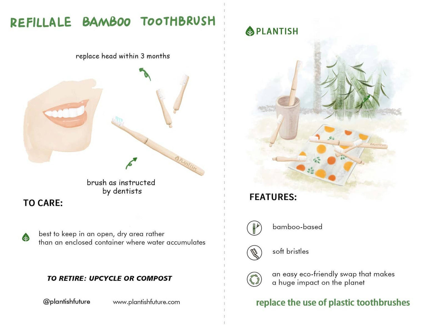 Refillable Bamboo Toothbrush
