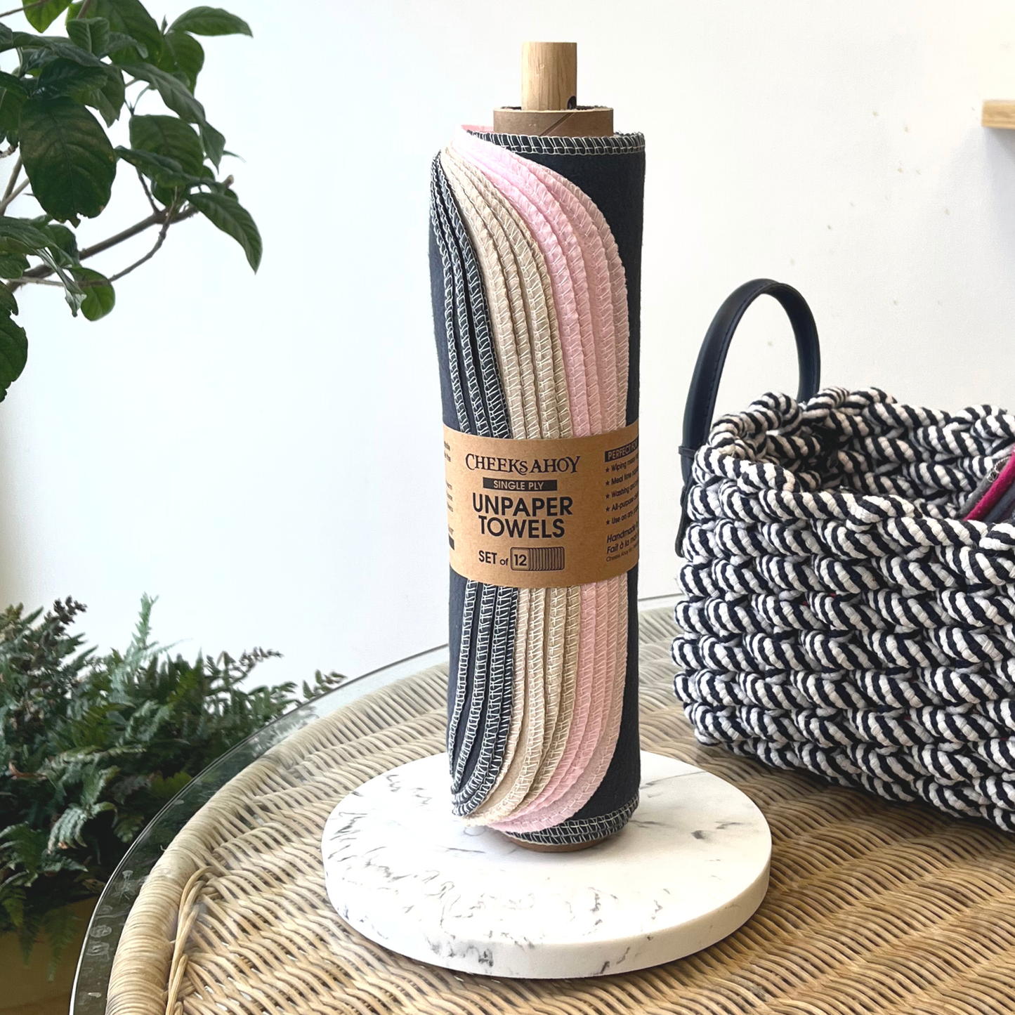 Pre Rolled Reusable Non Paper Towels • Warm Neutral Blush •