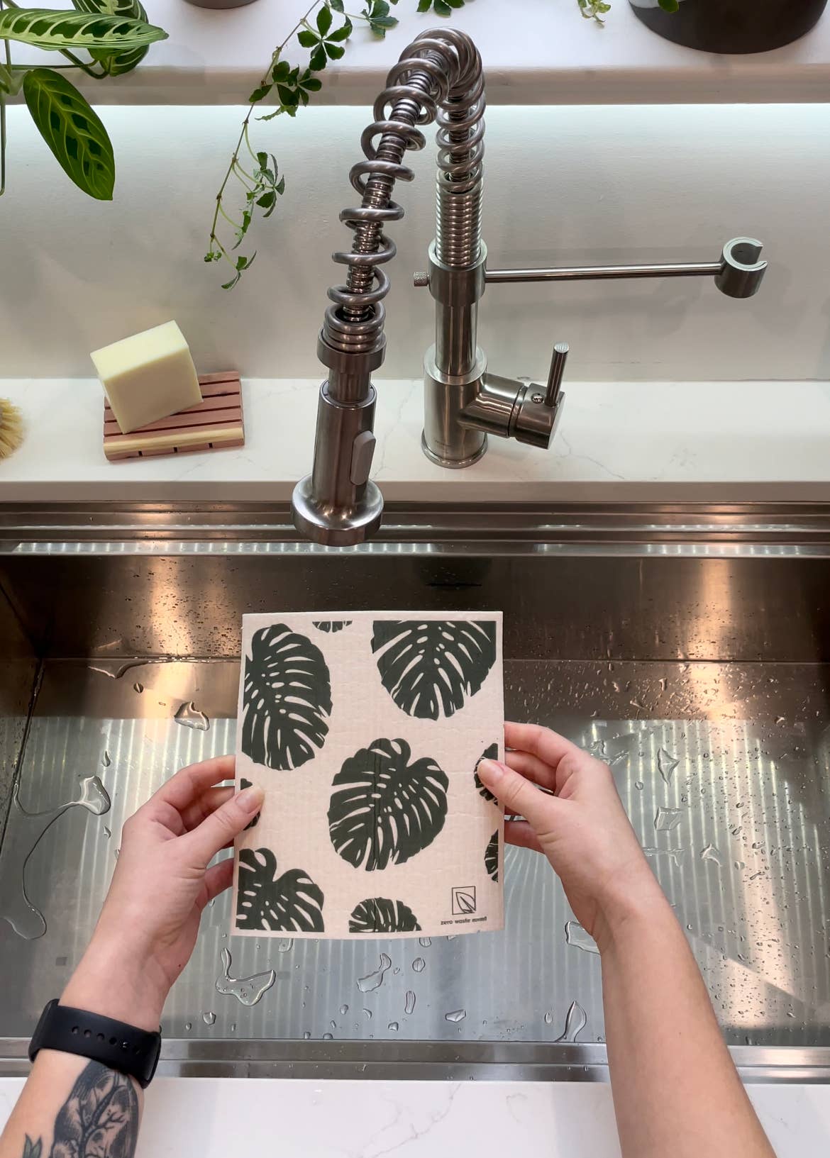 2 Pack Eco Dish Cloth | Swedish Dishcloth | Monstera Print