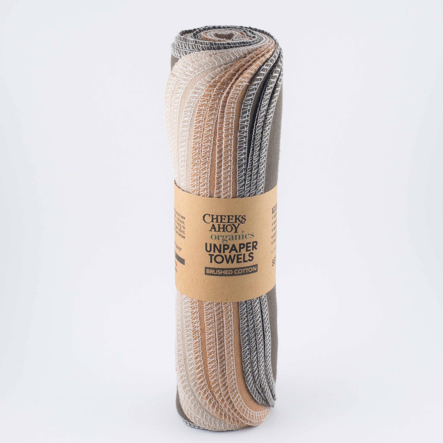 Organic Brushed Cotton Non•Paper Towels: 12-pk / Earth Tones