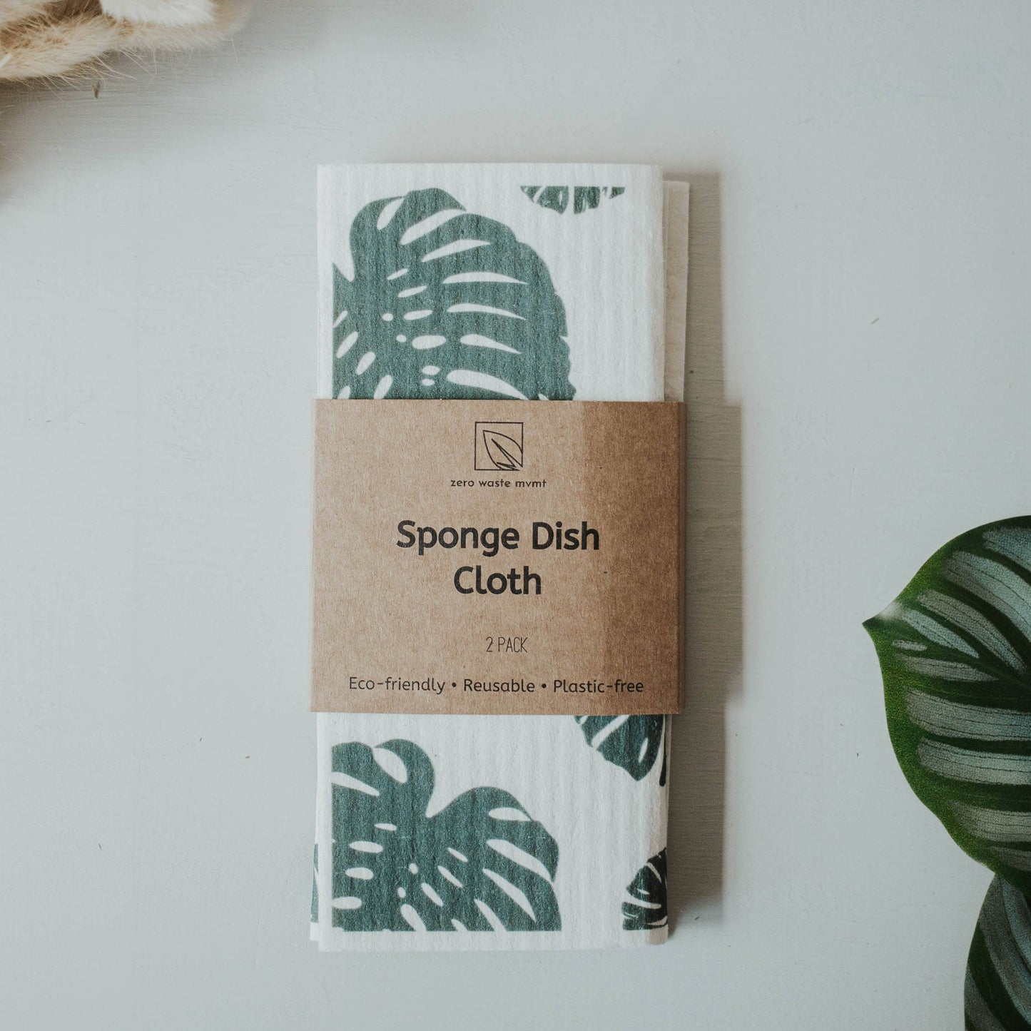 2 Pack Eco Dish Cloth | Swedish Dishcloth | Monstera Print