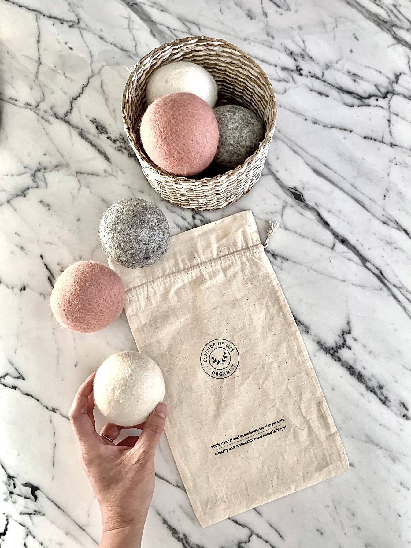 100% Organic wool dryer balls, (Set of 3 balls), hand dyed
