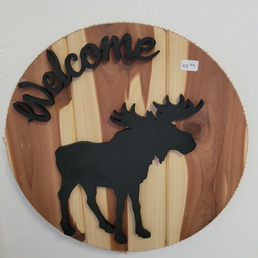 Wood Welcome Sign Moose