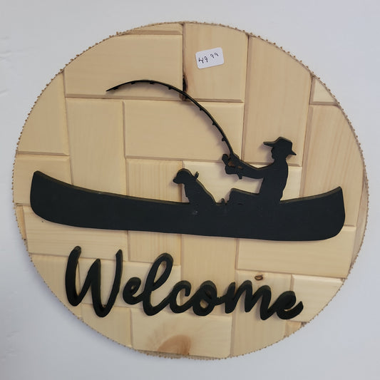 Wood Welcome Sign Fisherman