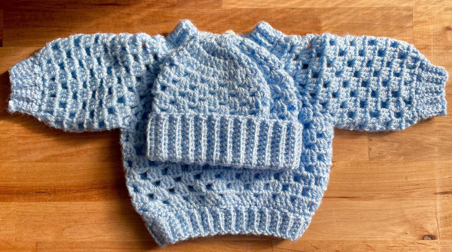 Crochet Baby Pullover & Hat