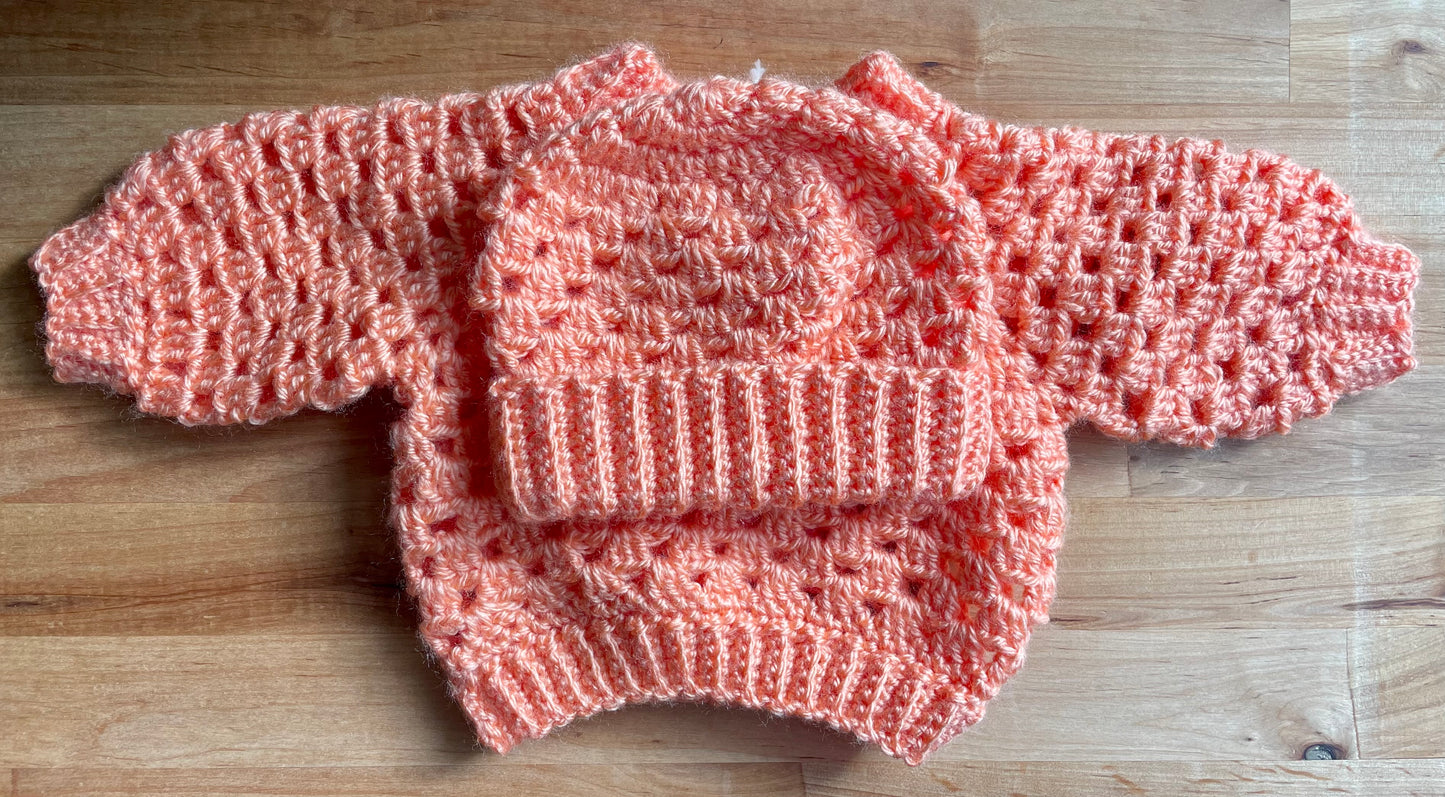 Crochet Baby Pullover & Hat