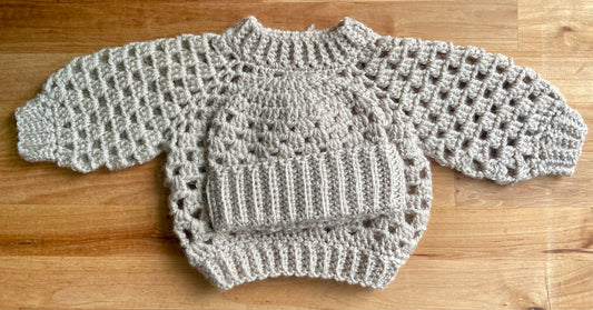 Crochet Baby Pullover & Hat