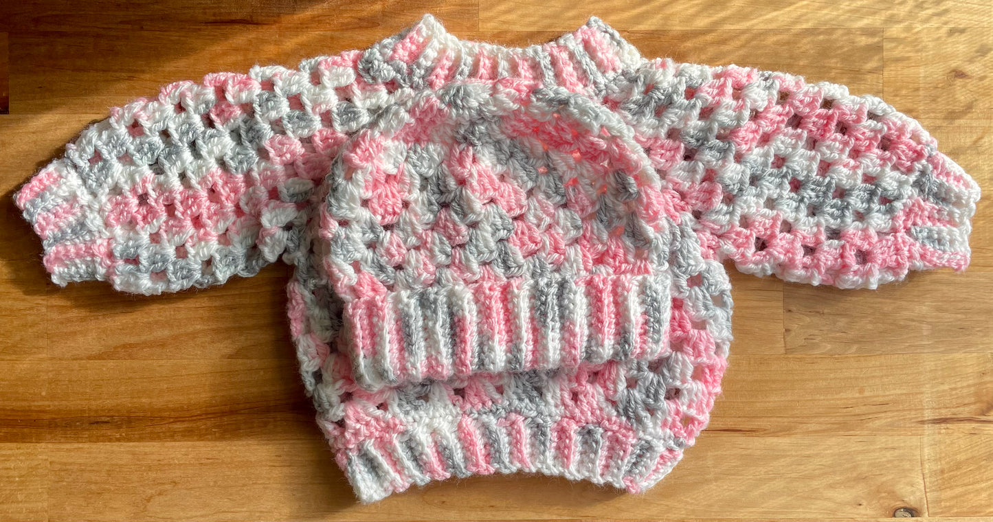 Crochet Baby Pullover & Hat