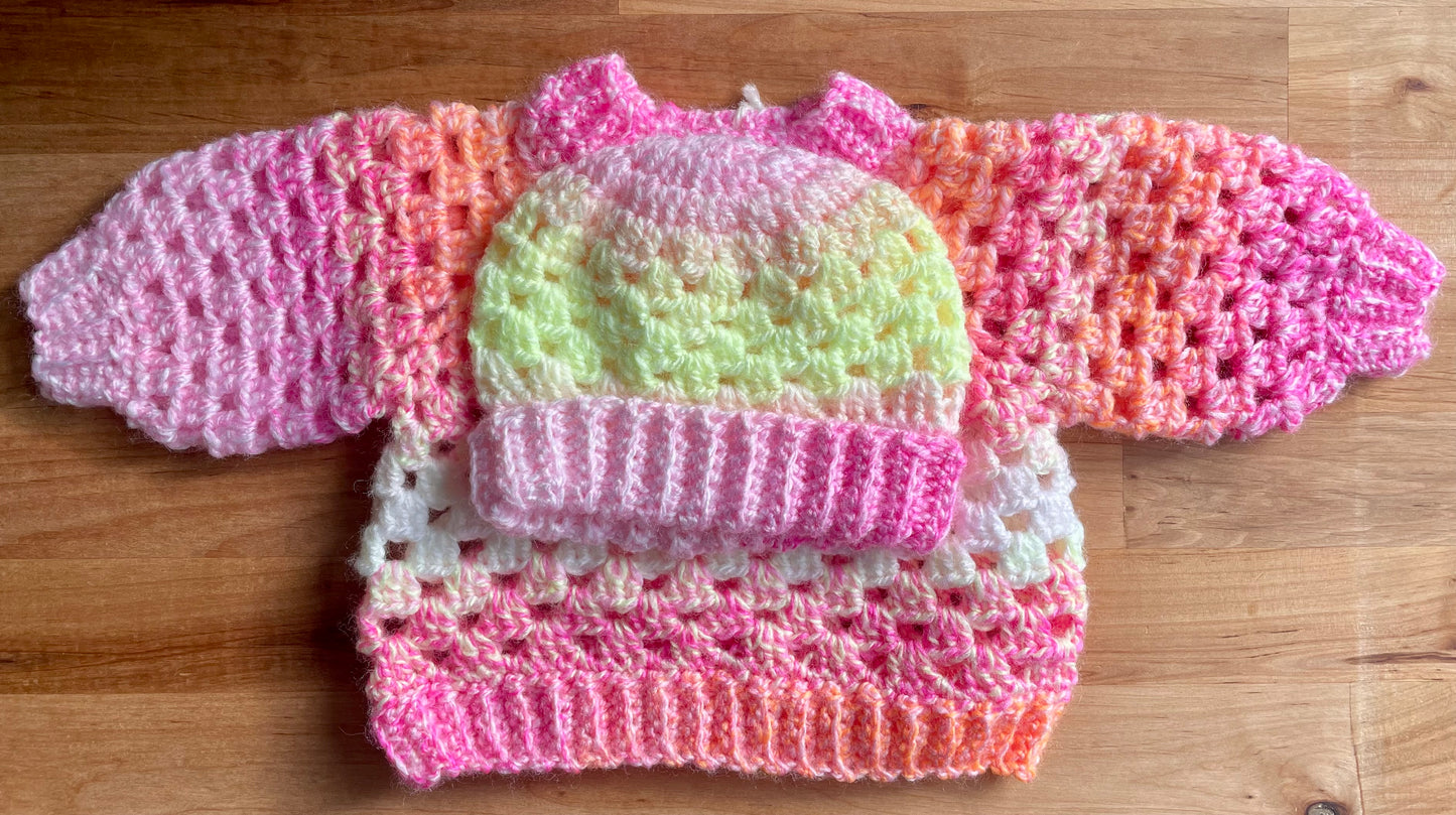 Crochet Baby Pullover & Hat