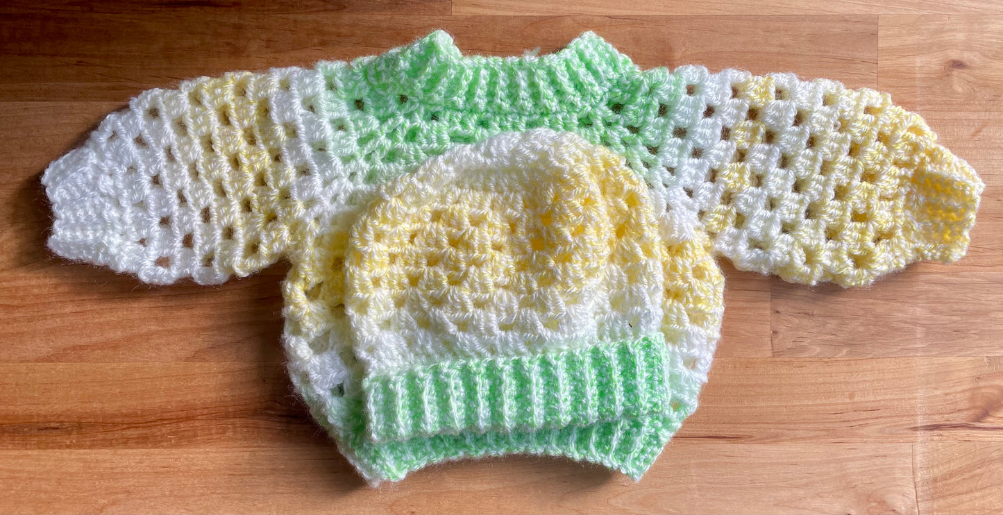 Crochet Baby Pullover & Hat