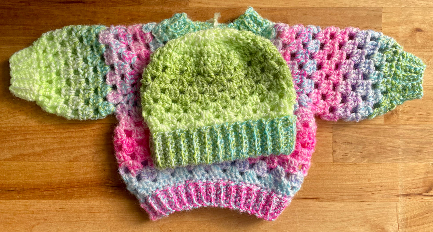 Crochet Baby Pullover & Hat