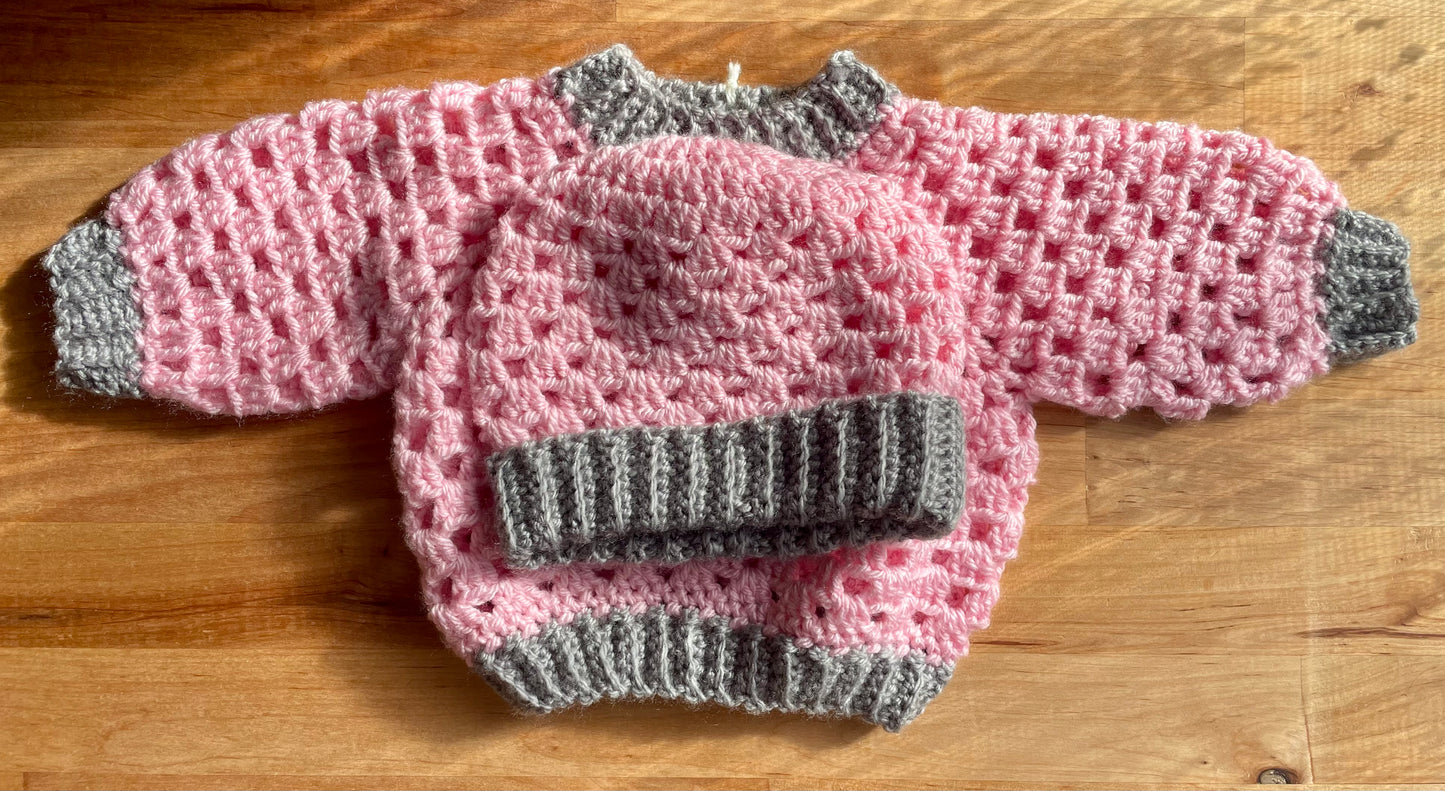 Crochet Baby Pullover & Hat