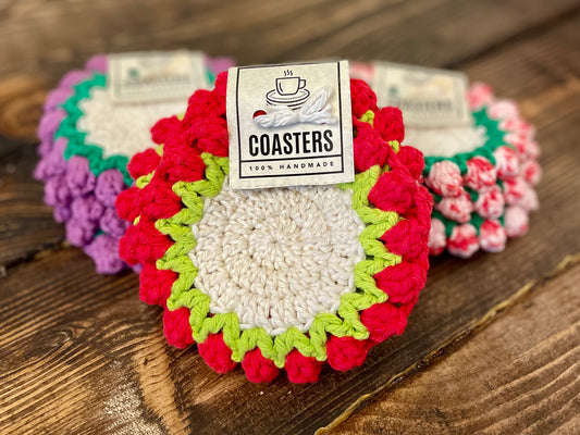 Flower Bud Crochet Coasters
