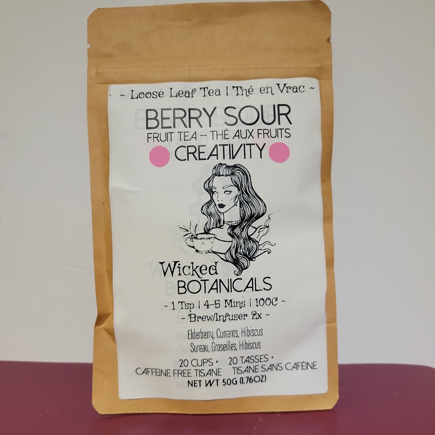 Wicked Botanicals Biodegradable Bagged Tea Berry Sour
