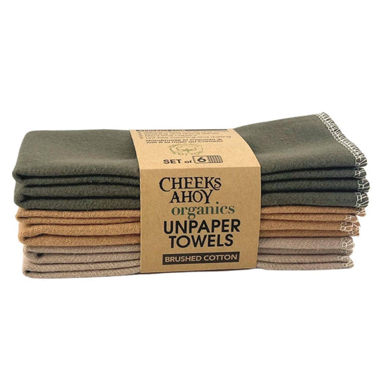Organic Brushed Cotton Non•Paper Towels: 6-pk / Earth Tones
