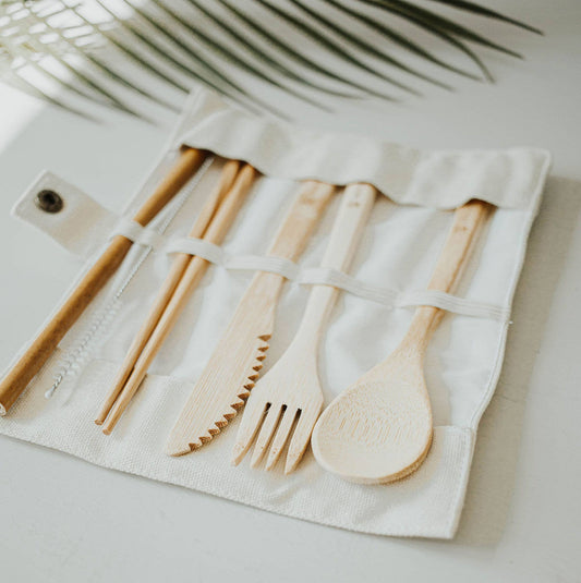 Travel Bamboo Cutlery Set | Eco-Friendly Utensils with Pouch